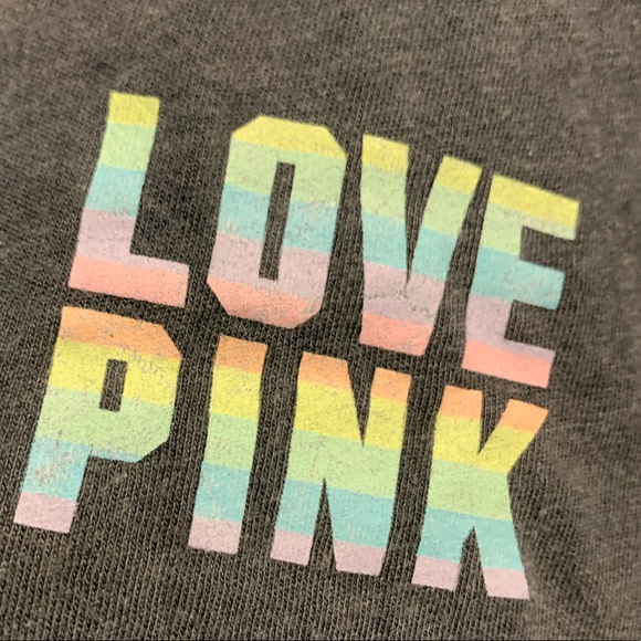 Victoria’s Secret pink grey cropped long sleeve t-shirt size med nwt# - Picture 2 of 3